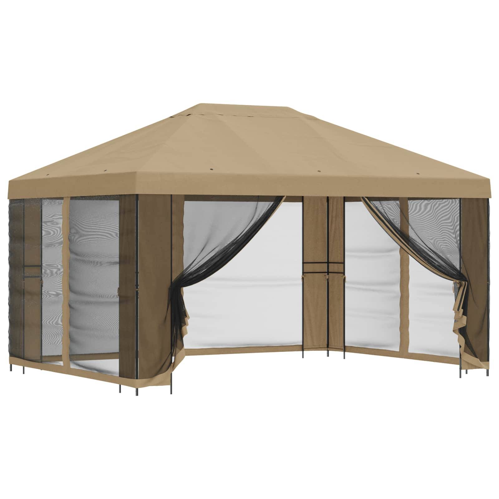 vidaXL Garten Pavillon mit Seitenwänden 4 x 3 m Beige