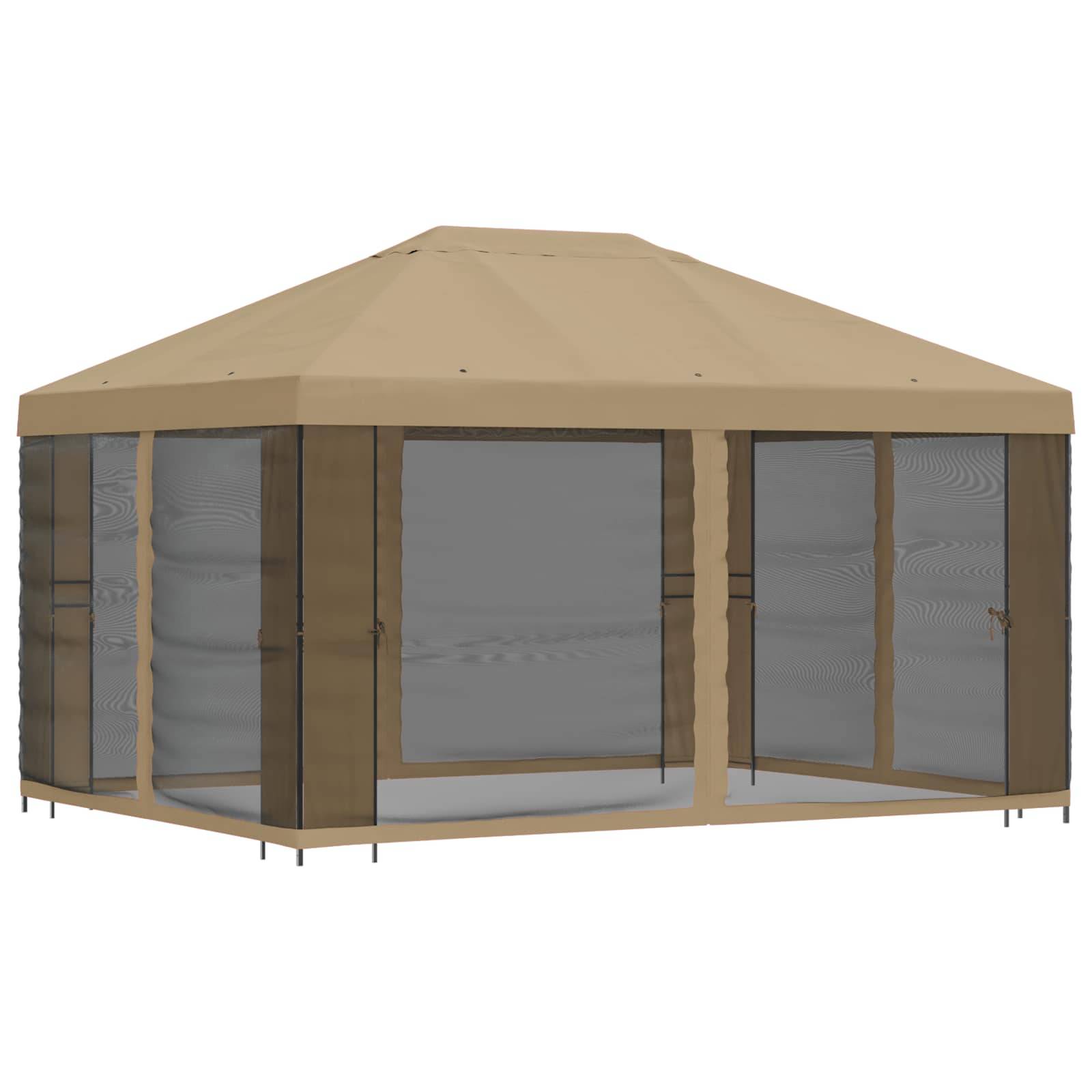 vidaXL Garten Pavillon mit Seitenwänden 4 x 3 m Beige