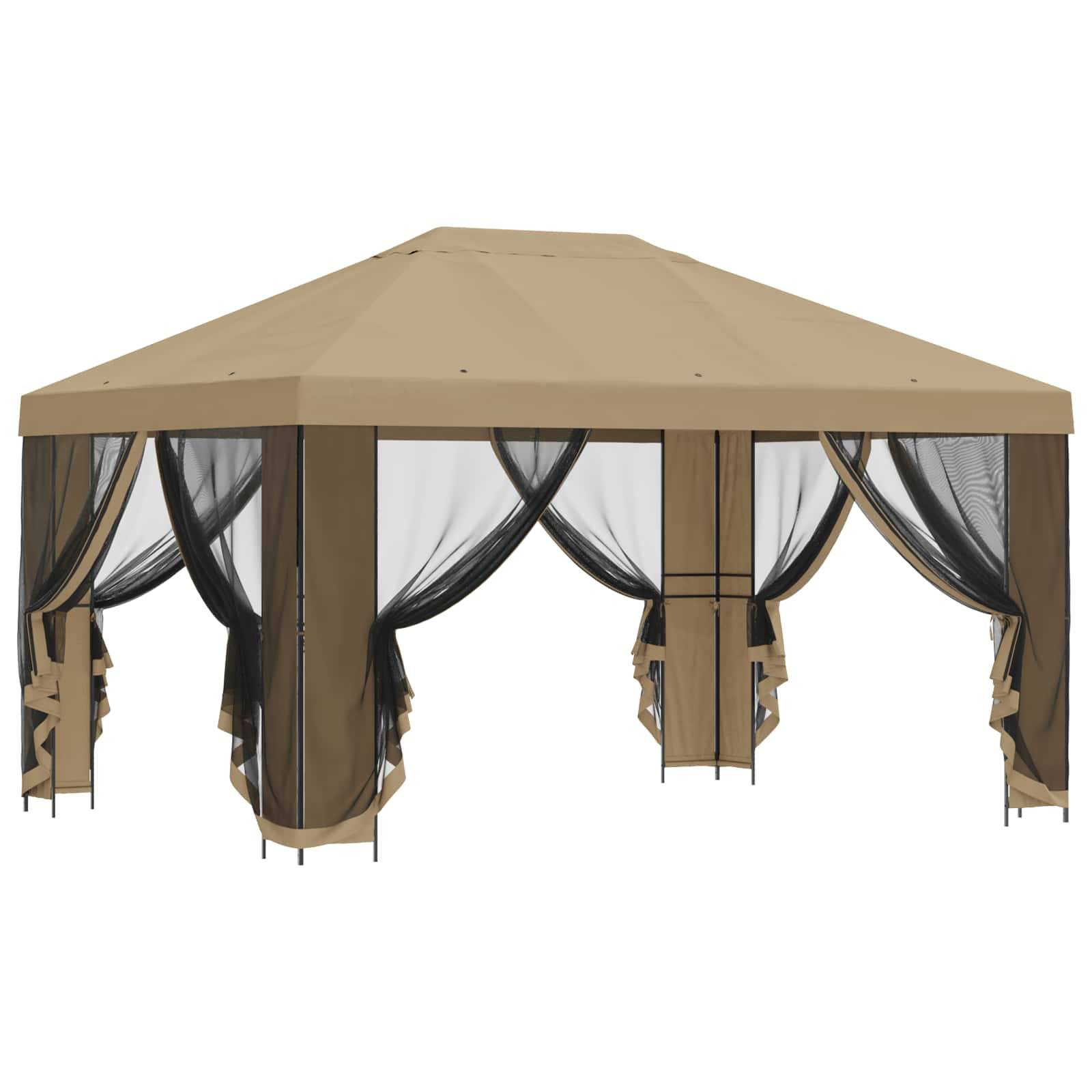 vidaXL Garten Pavillon mit Seitenwänden 4 x 3 m Beige