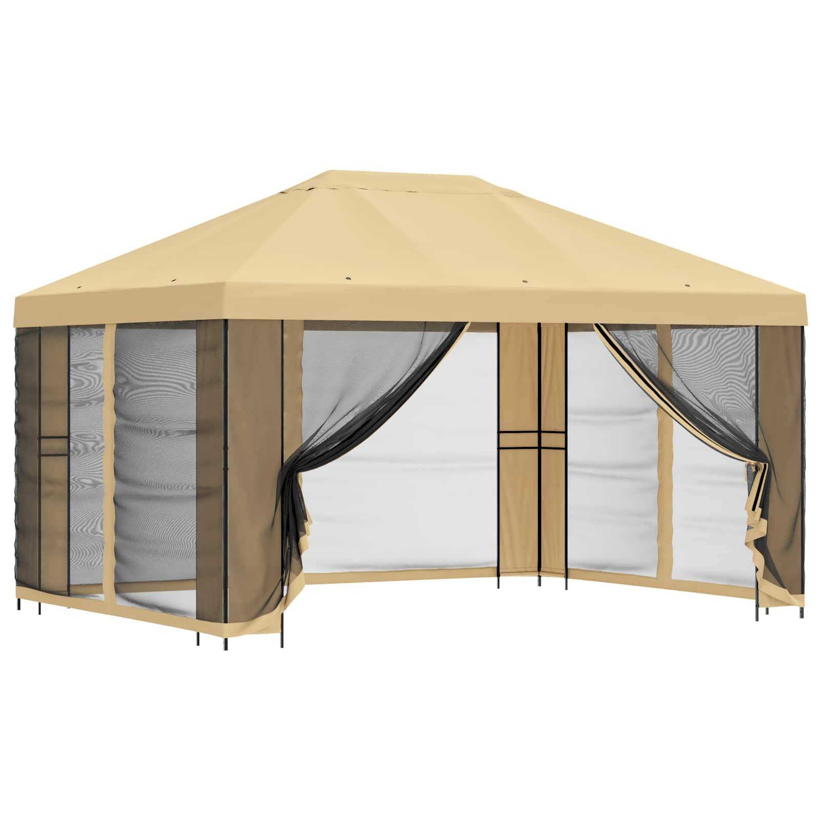 vidaXL Garten Pavillon mit Seitenwänden 4 x 3 m Creme