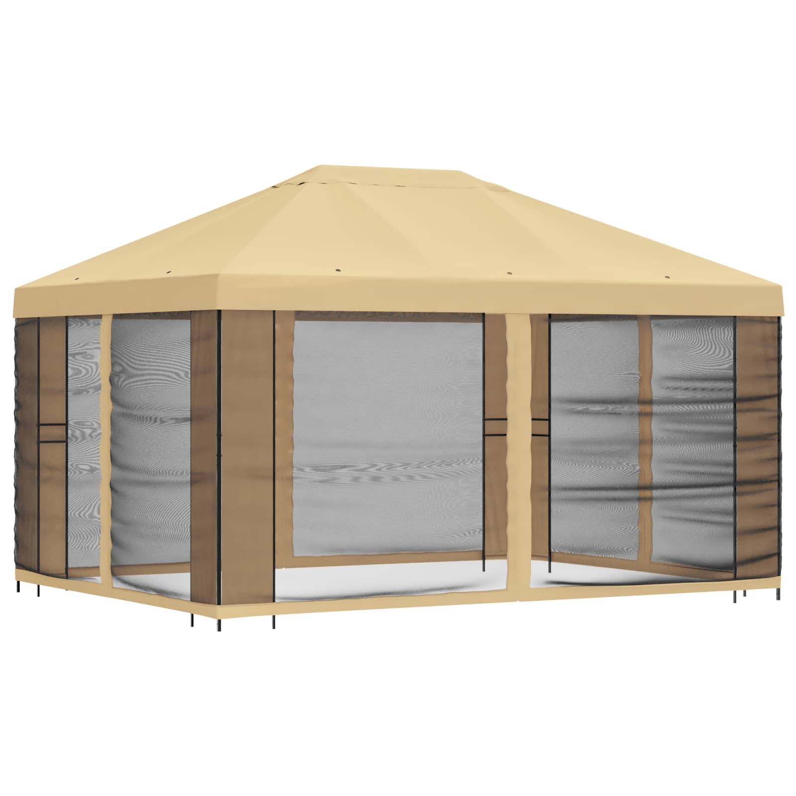 vidaXL Garten Pavillon mit Seitenwänden 4 x 3 m Creme