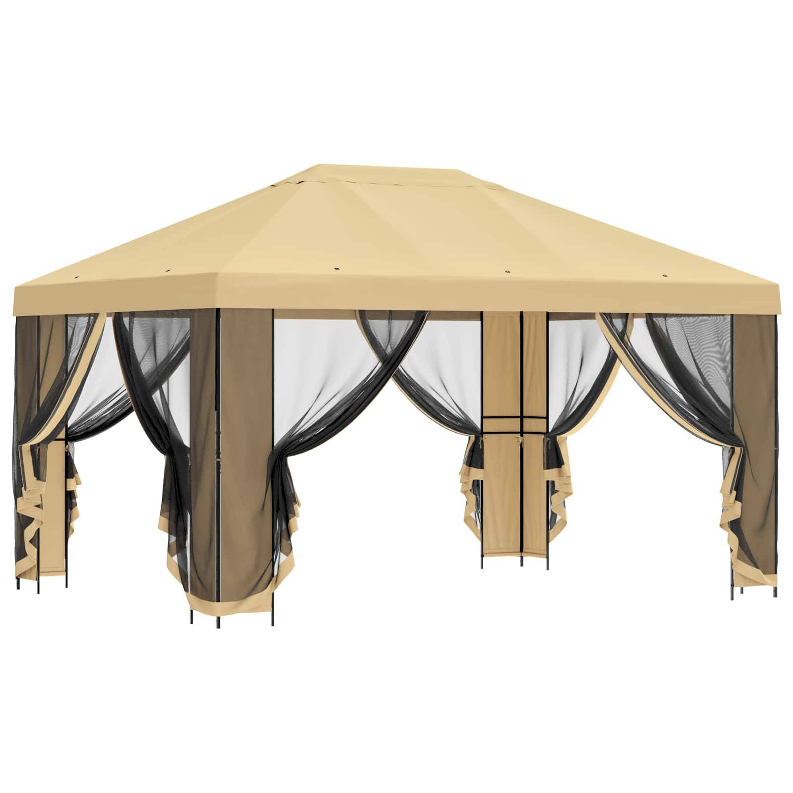 vidaXL Garten Pavillon mit Seitenwänden 4 x 3 m Creme