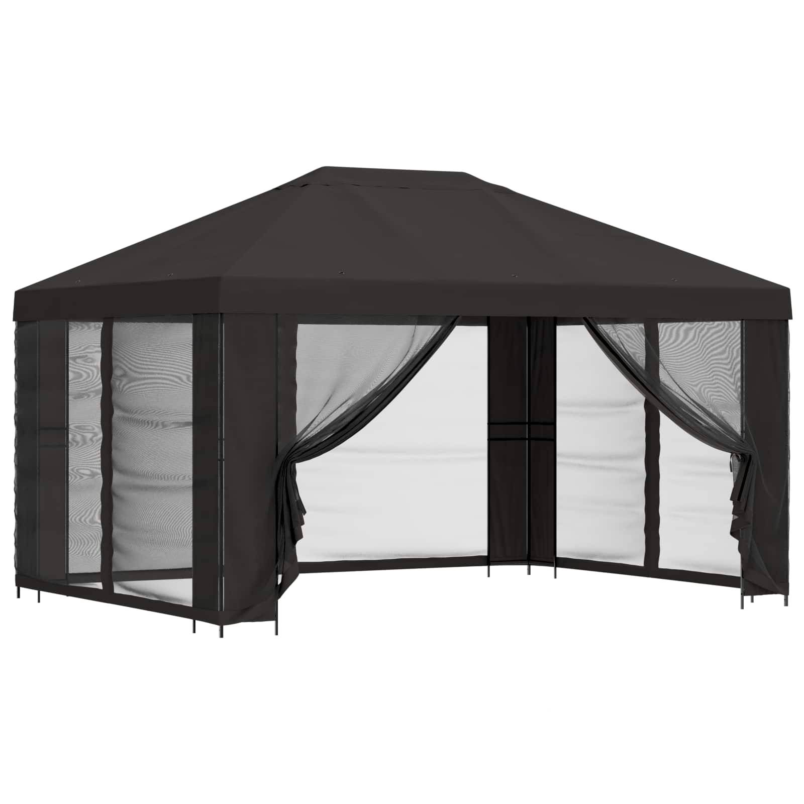 vidaXL Garten Pavillon mit Seitenwänden 4 x 3 m Anthrazit