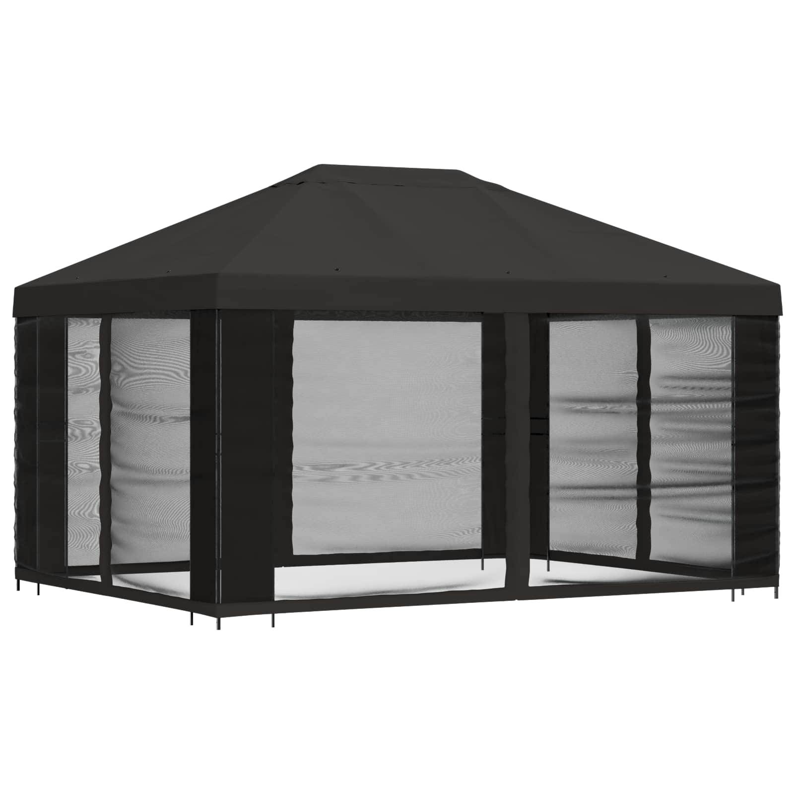 vidaXL Garten Pavillon mit Seitenwänden 4 x 3 m Anthrazit