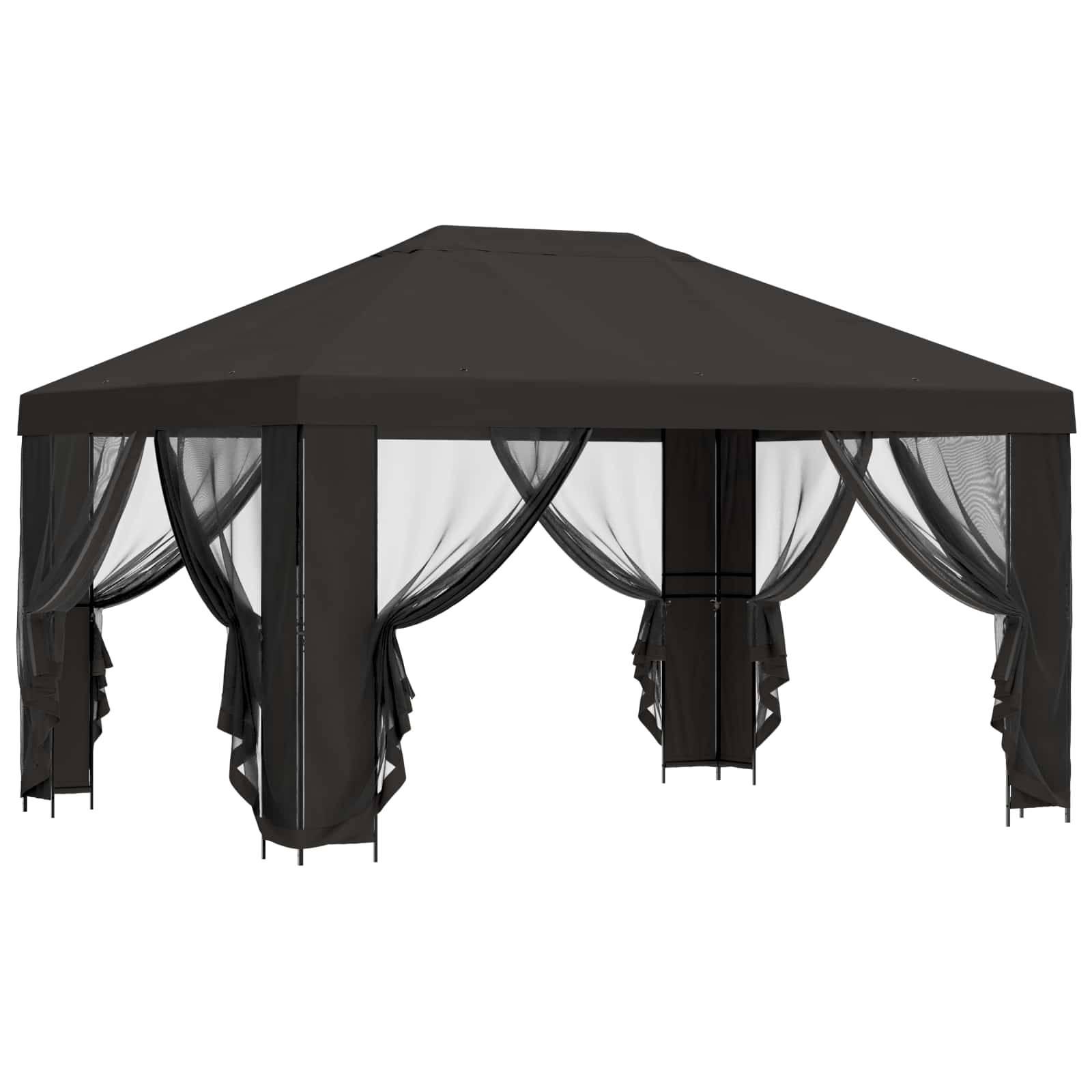 vidaXL Garten Pavillon mit Seitenwänden 4 x 3 m Anthrazit