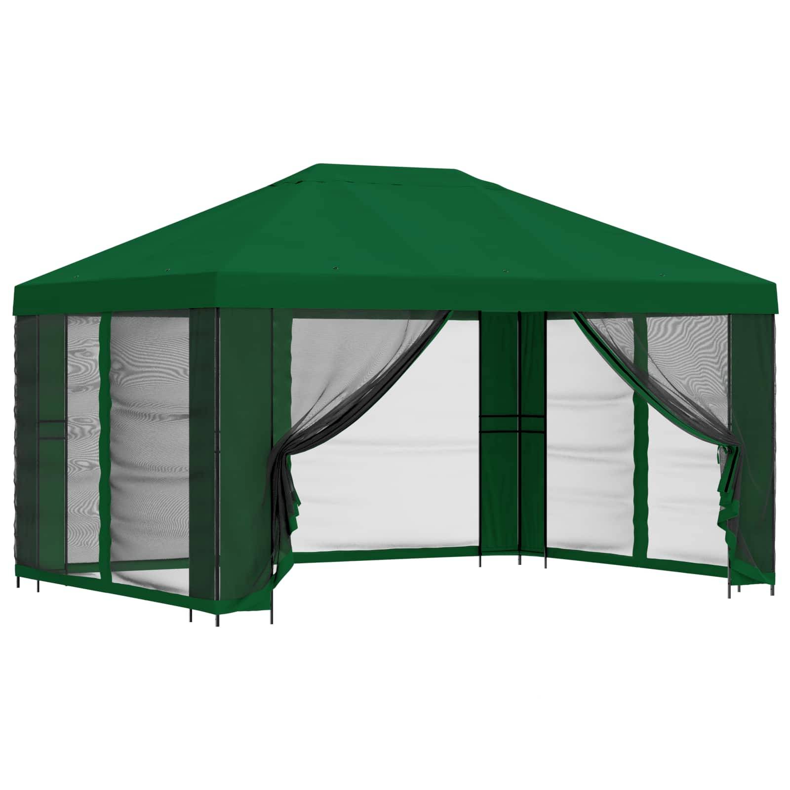 vidaXL Garten Pavillon mit Seitenwänden 4 x 3 m Grün