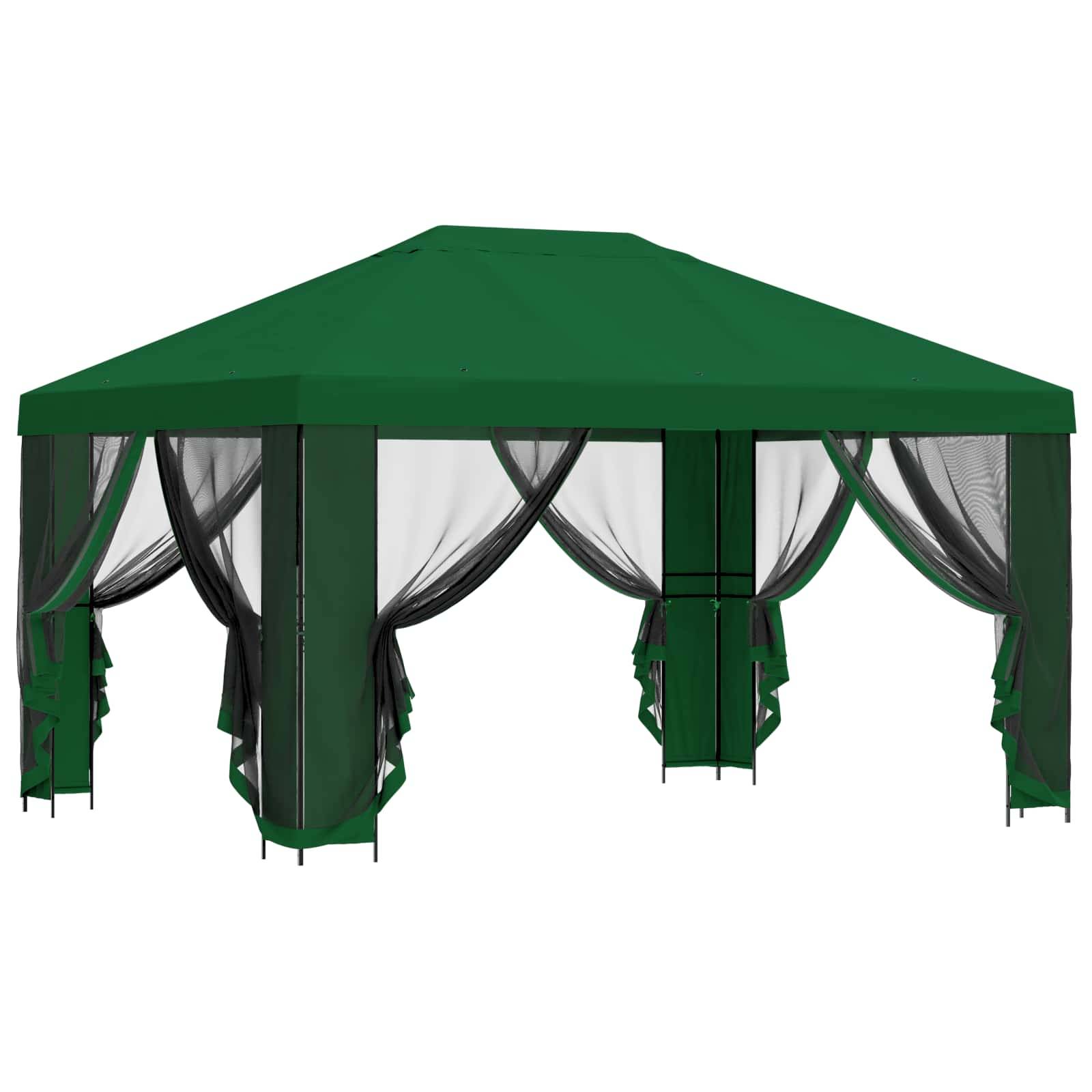 vidaXL Garten Pavillon mit Seitenwänden 4 x 3 m Grün