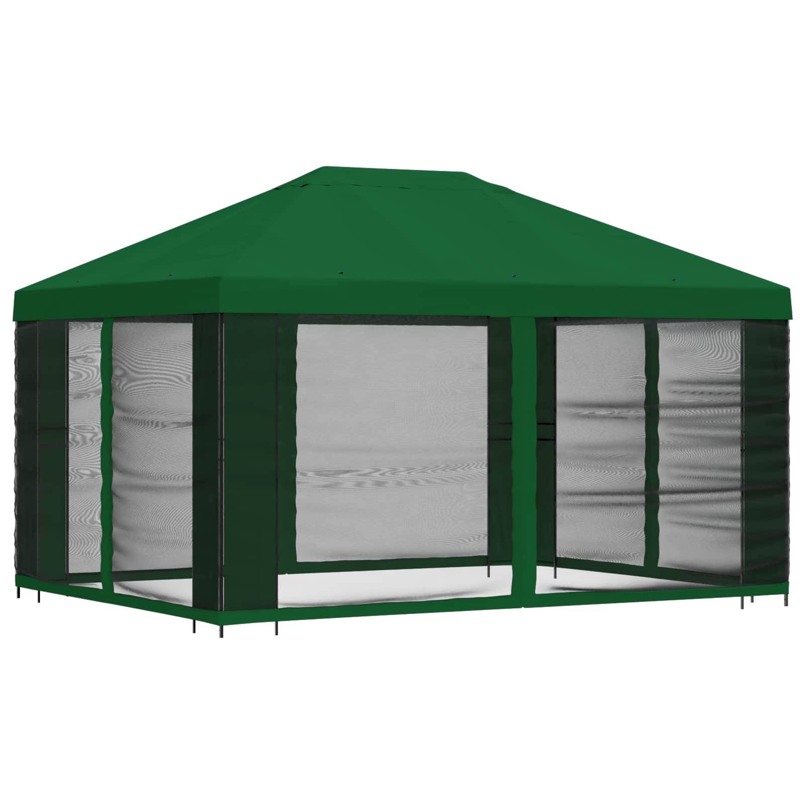 vidaXL Garten Pavillon mit Seitenwänden 4 x 3 m Grün