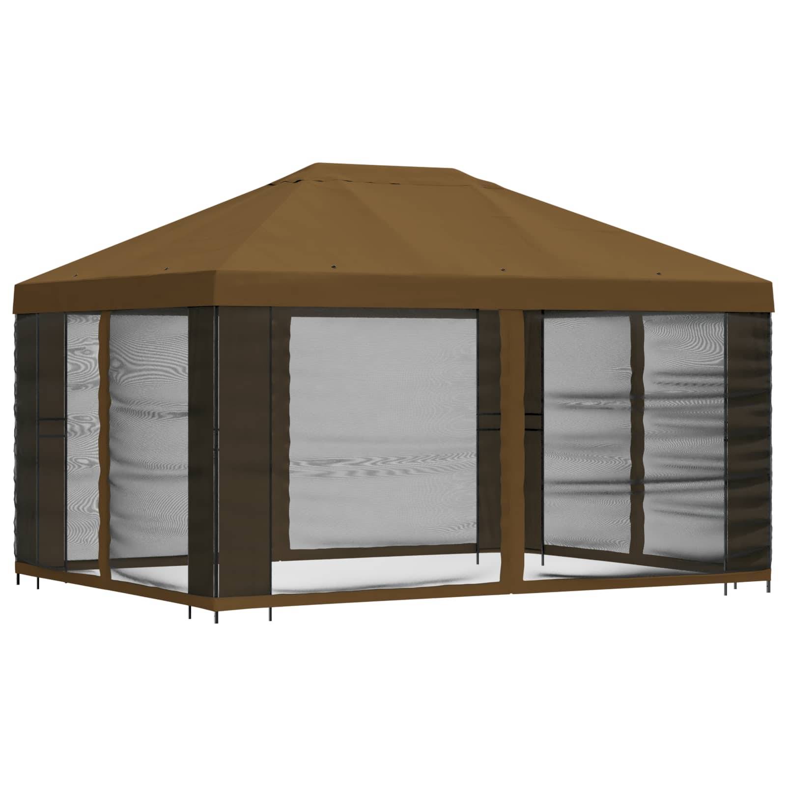 vidaXL Garten Pavillon mit Seitenwänden 4 x 3 m Taupe