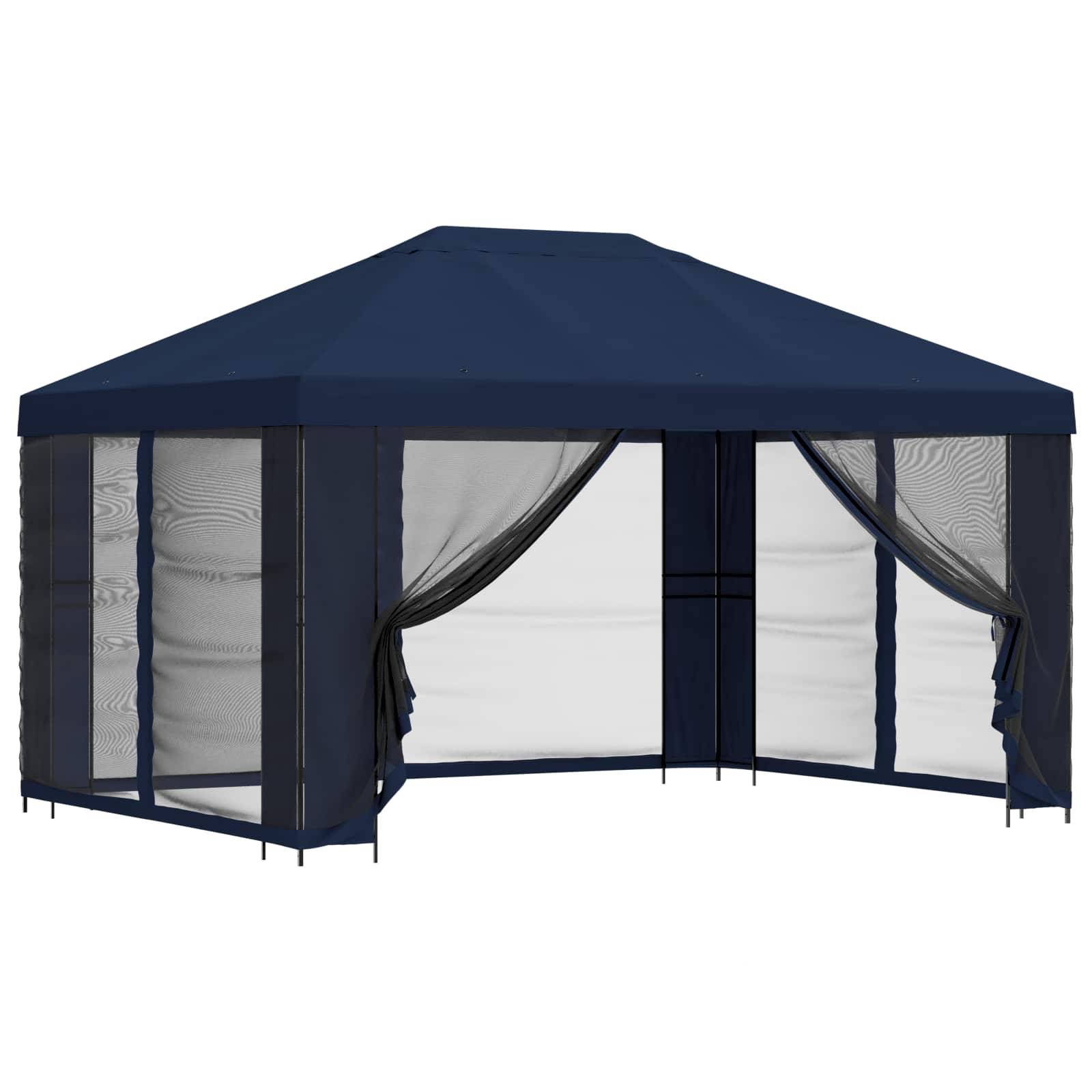 vidaXL Garten Pavillon mit Seitenwänden 4 x 3 m Blau