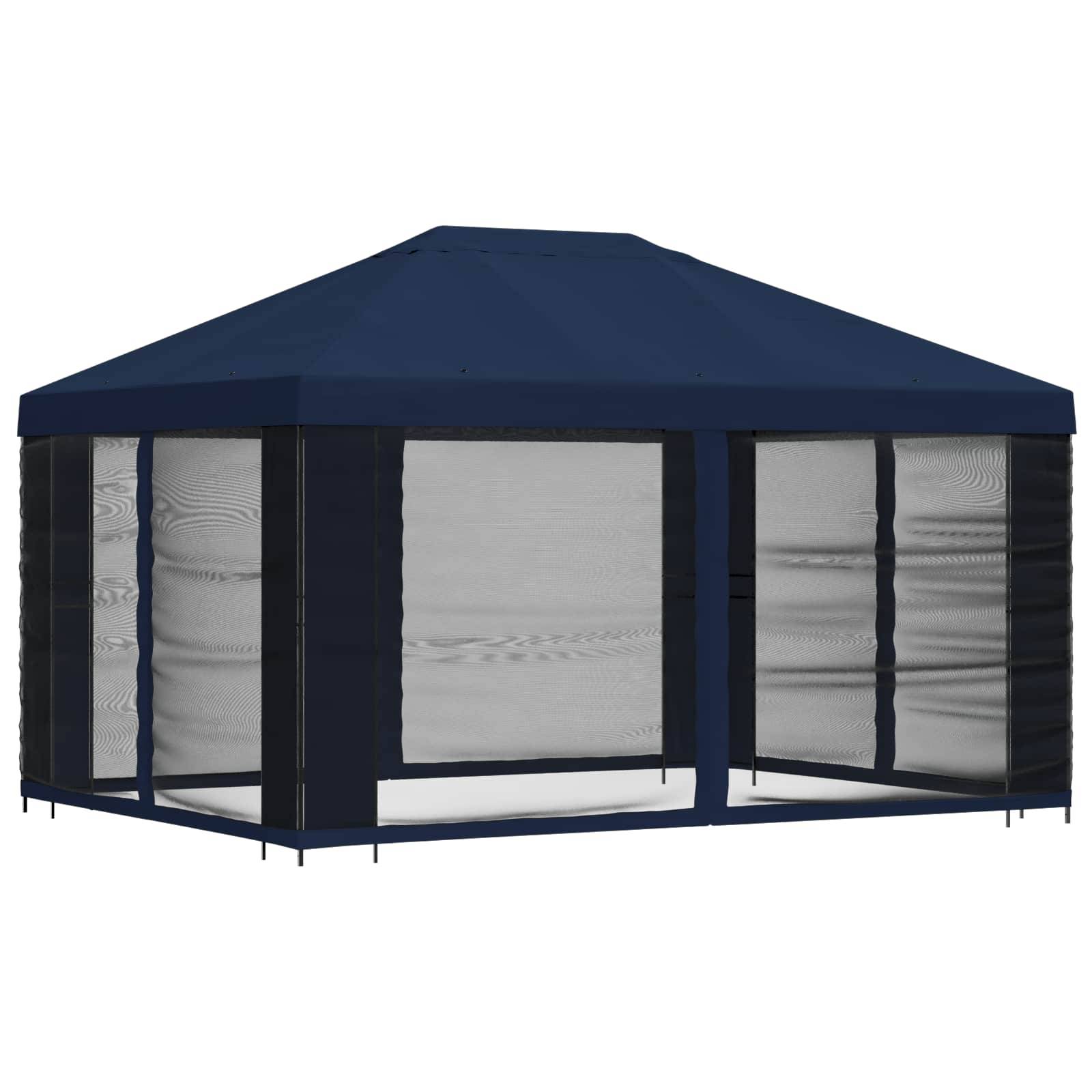 vidaXL Garten Pavillon mit Seitenwänden 4 x 3 m Blau