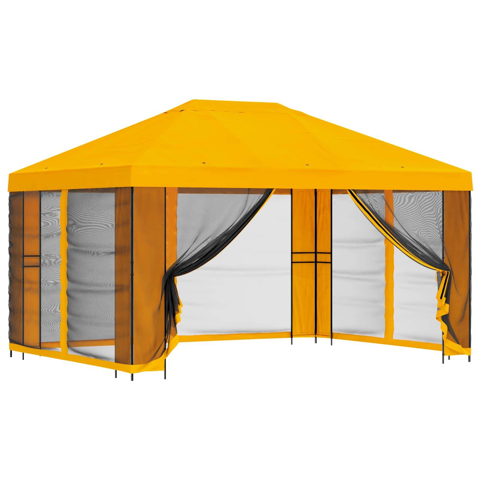 vidaXL Garten Pavillon mit Seitenwänden 4 x 3 m Gelb