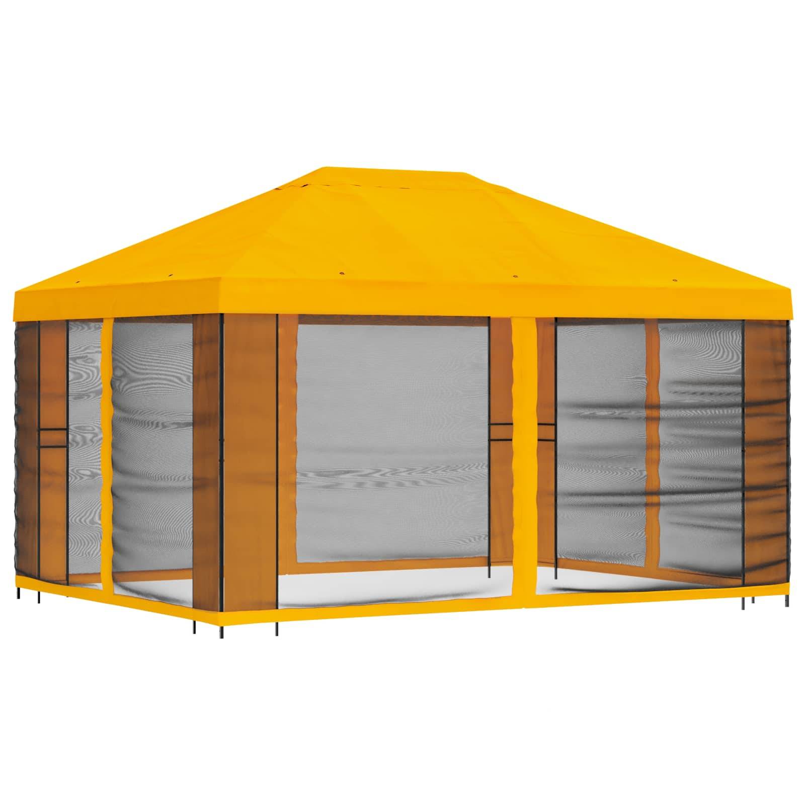 vidaXL Garten Pavillon mit Seitenwänden 4 x 3 m Gelb