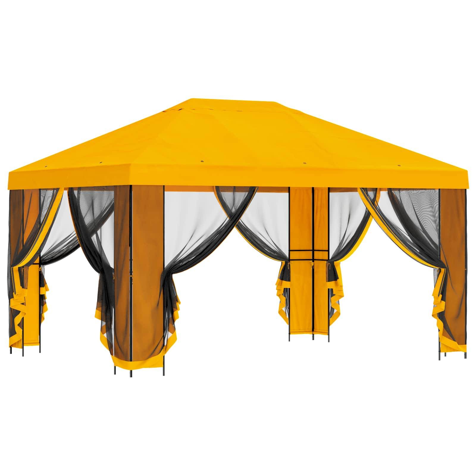vidaXL Garten Pavillon mit Seitenwänden 4 x 3 m Gelb