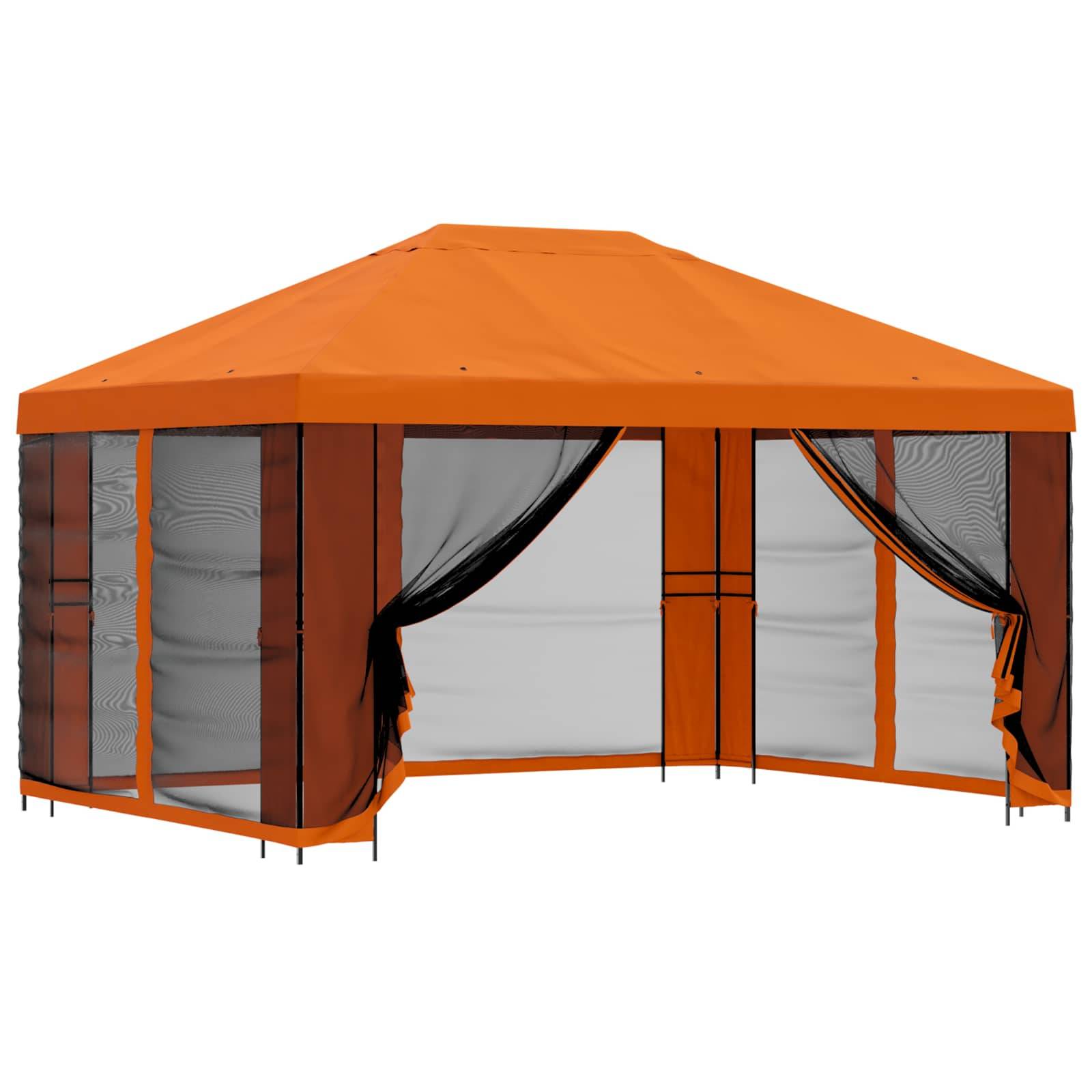 vidaXL Garten Pavillon mit Seitenwänden 4 x 3 m Orange