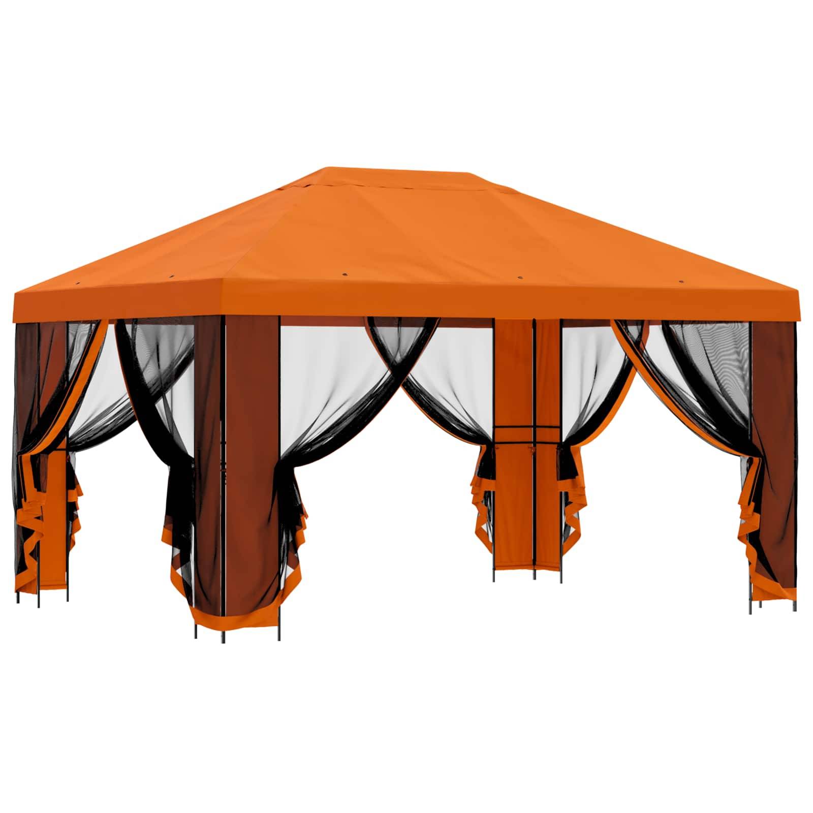 vidaXL Garten Pavillon mit Seitenwänden 4 x 3 m Orange