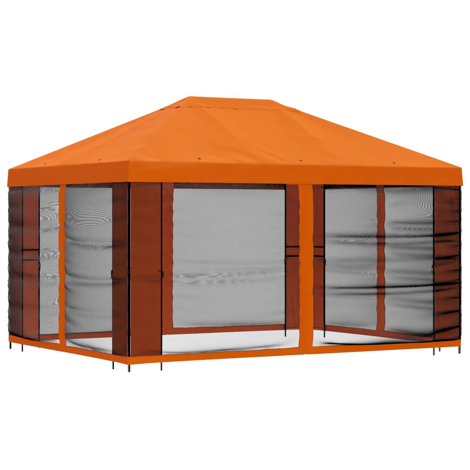 vidaXL Garten Pavillon mit Seitenwänden 4 x 3 m Orange
