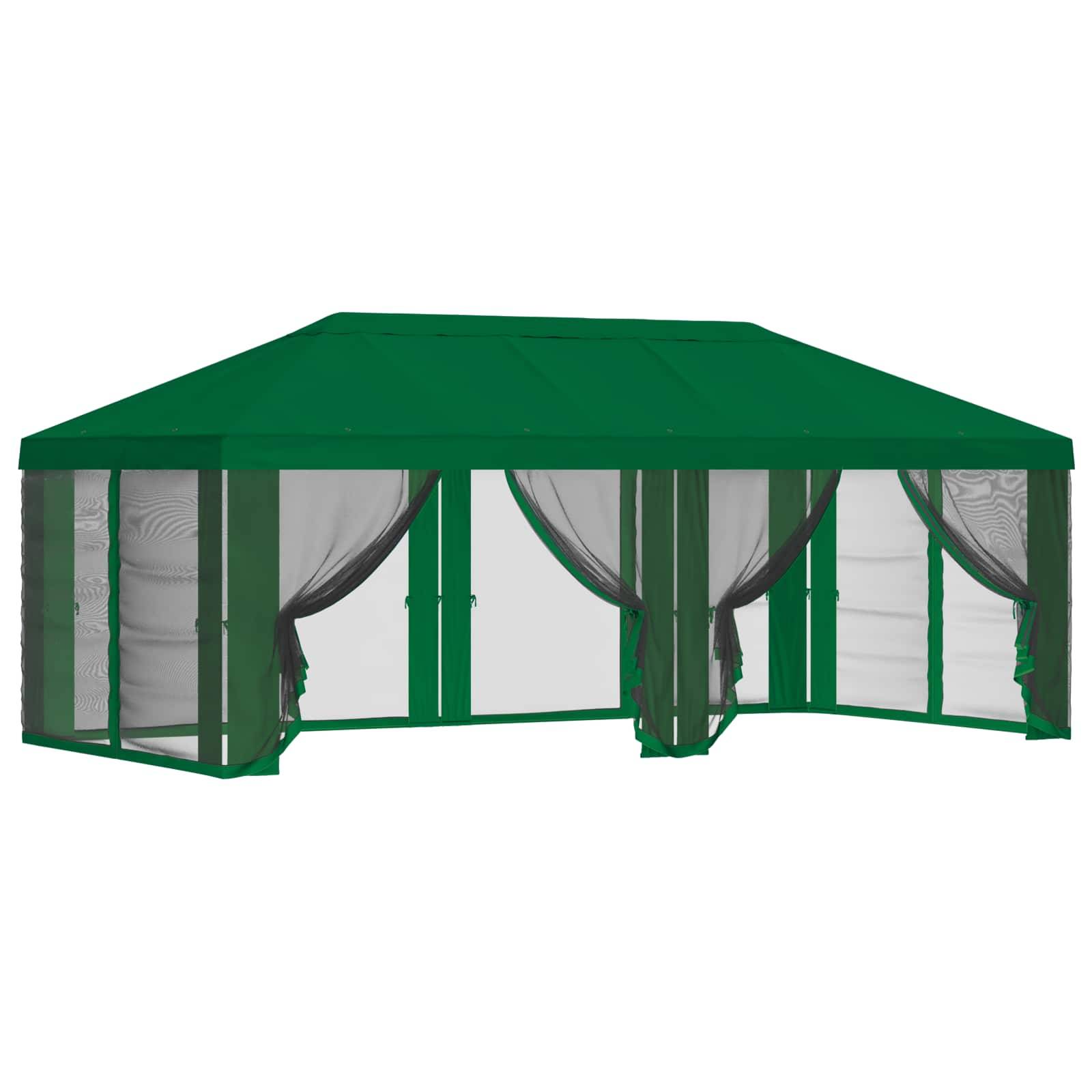 vidaXL Pavillon Dach mit Seitenwänden Grün 600,5 x 300,5 cm Polyester