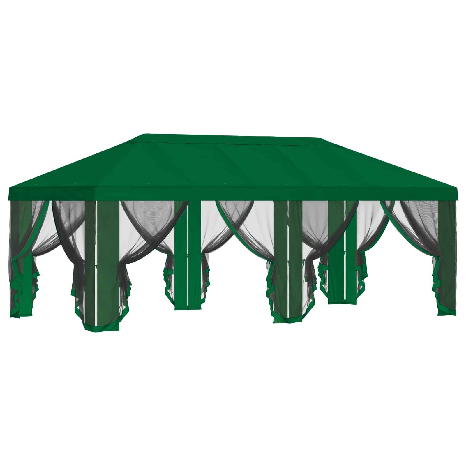 vidaXL Pavillon Dach mit Seitenwänden Grün 600,5 x 300,5 cm Polyester