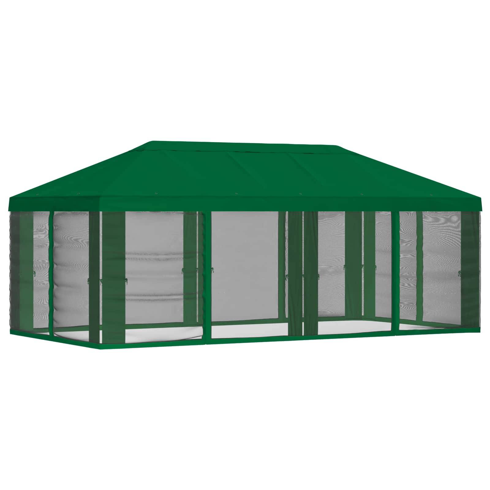 vidaXL Pavillon Dach mit Seitenwänden Grün 600,5 x 300,5 cm Polyester
