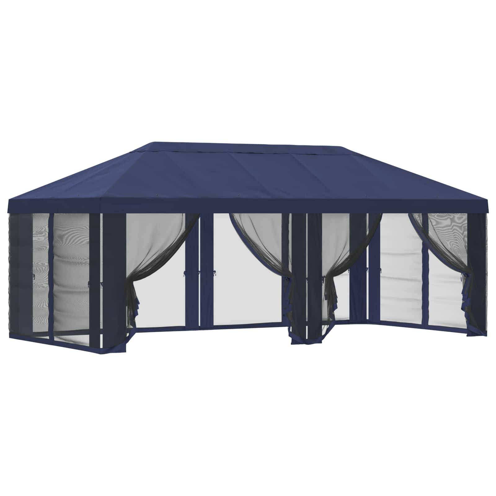 vidaXL Pavillon Dach mit Seitenwänden Blau 600,5 x 300,5 cm Polyester