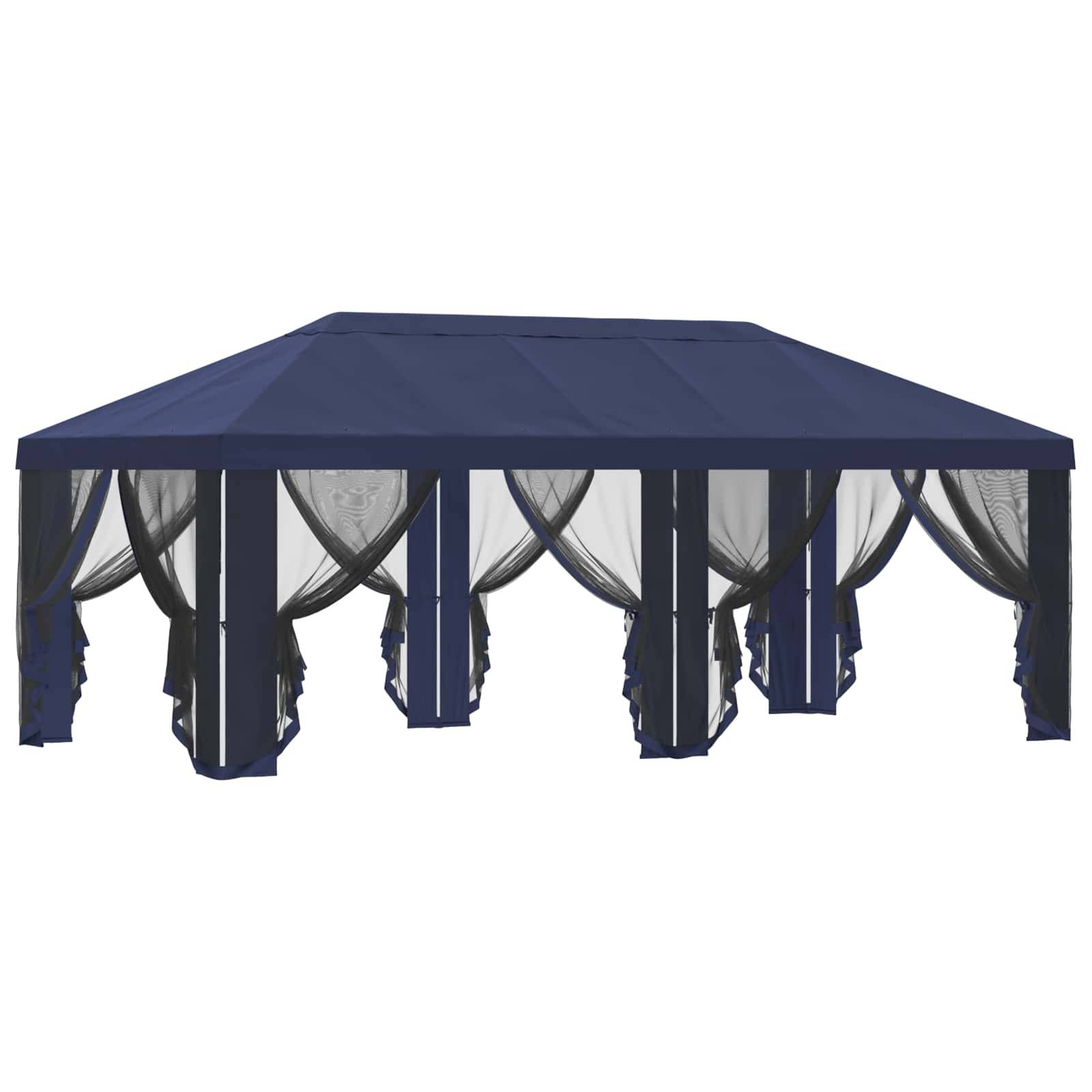 vidaXL Pavillon Dach mit Seitenwänden Blau 600,5 x 300,5 cm Polyester
