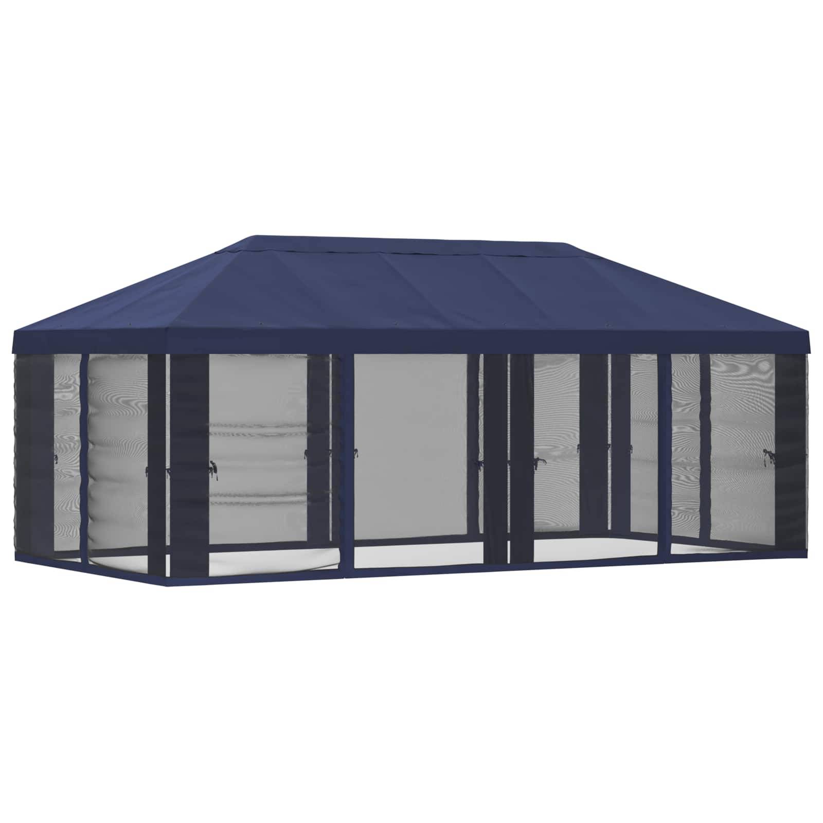 vidaXL Pavillon Dach mit Seitenwänden Blau 600,5 x 300,5 cm Polyester