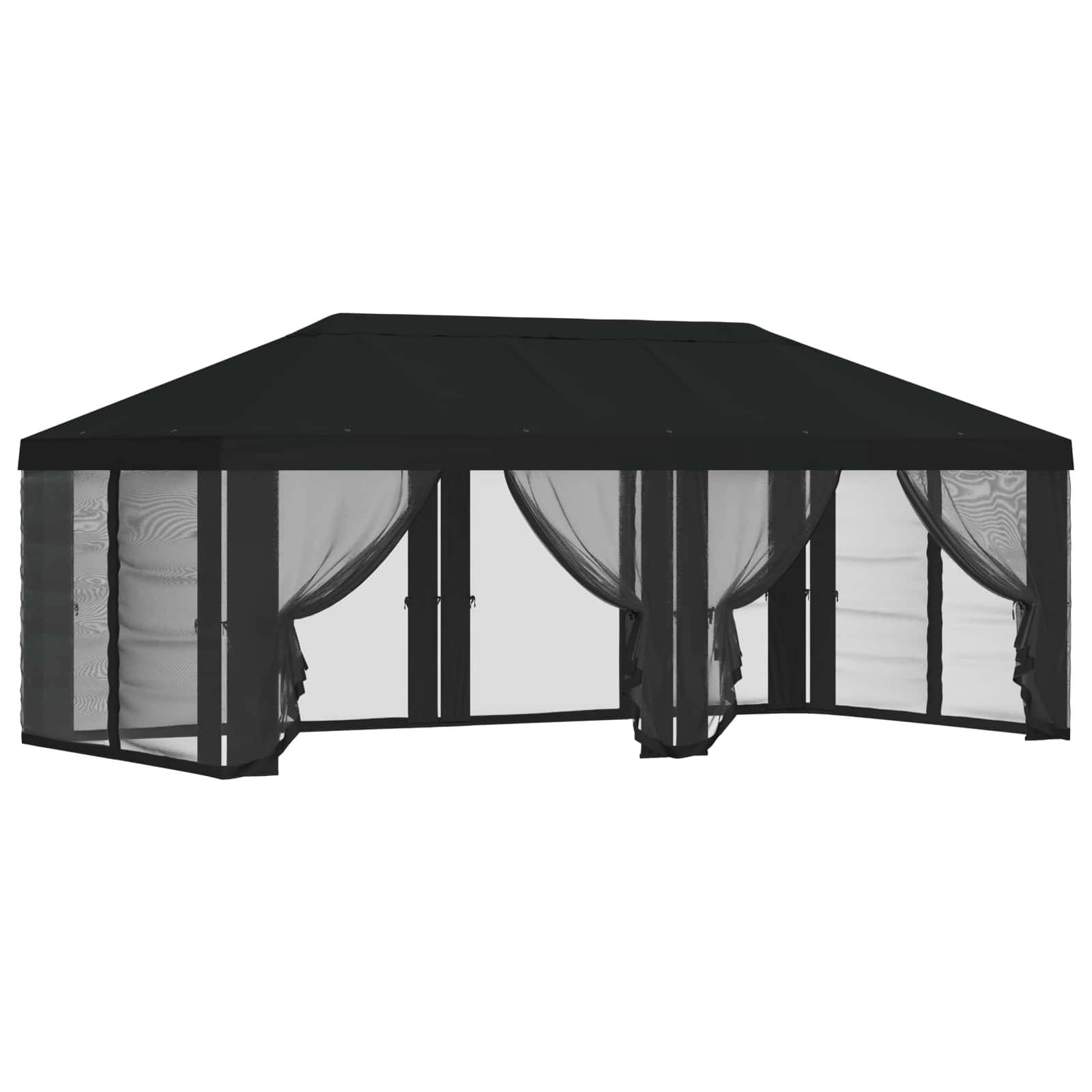 vidaXL Pavillon Dach mit Seitenwänden Schwarz 600,5 x 300,5 cm