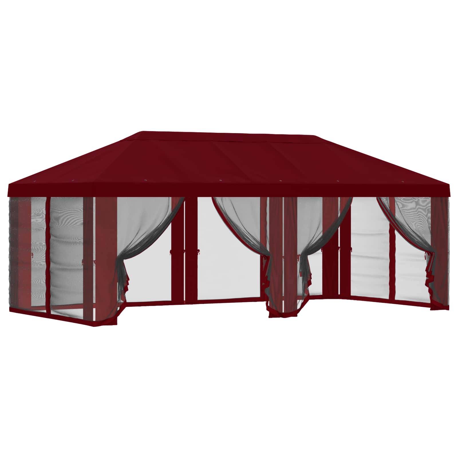 vidaXL Pavillon Dach mit Seitenwänden Bordeauxrot 600,5 x 300,5 cm