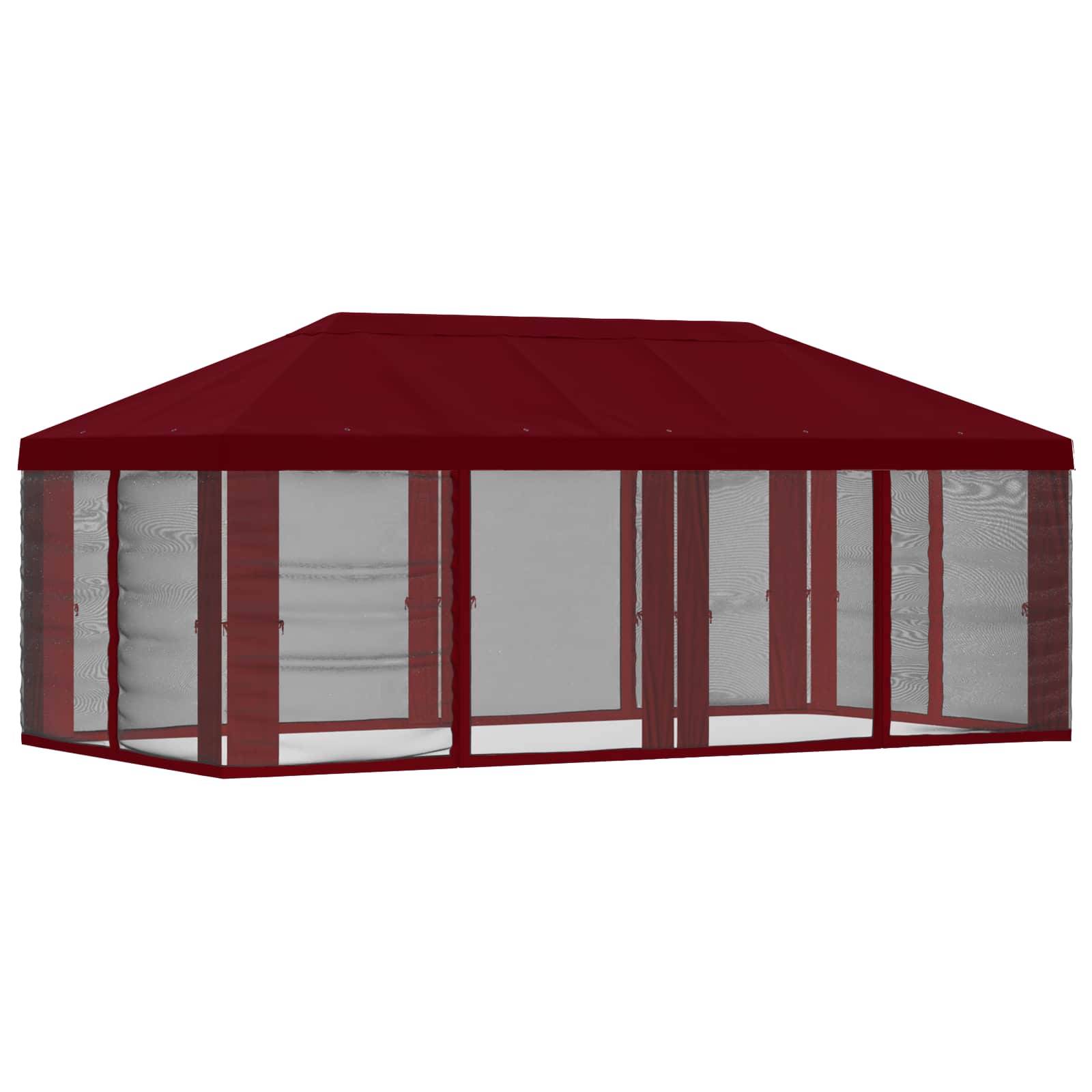 vidaXL Pavillon Dach mit Seitenwänden Bordeauxrot 600,5 x 300,5 cm