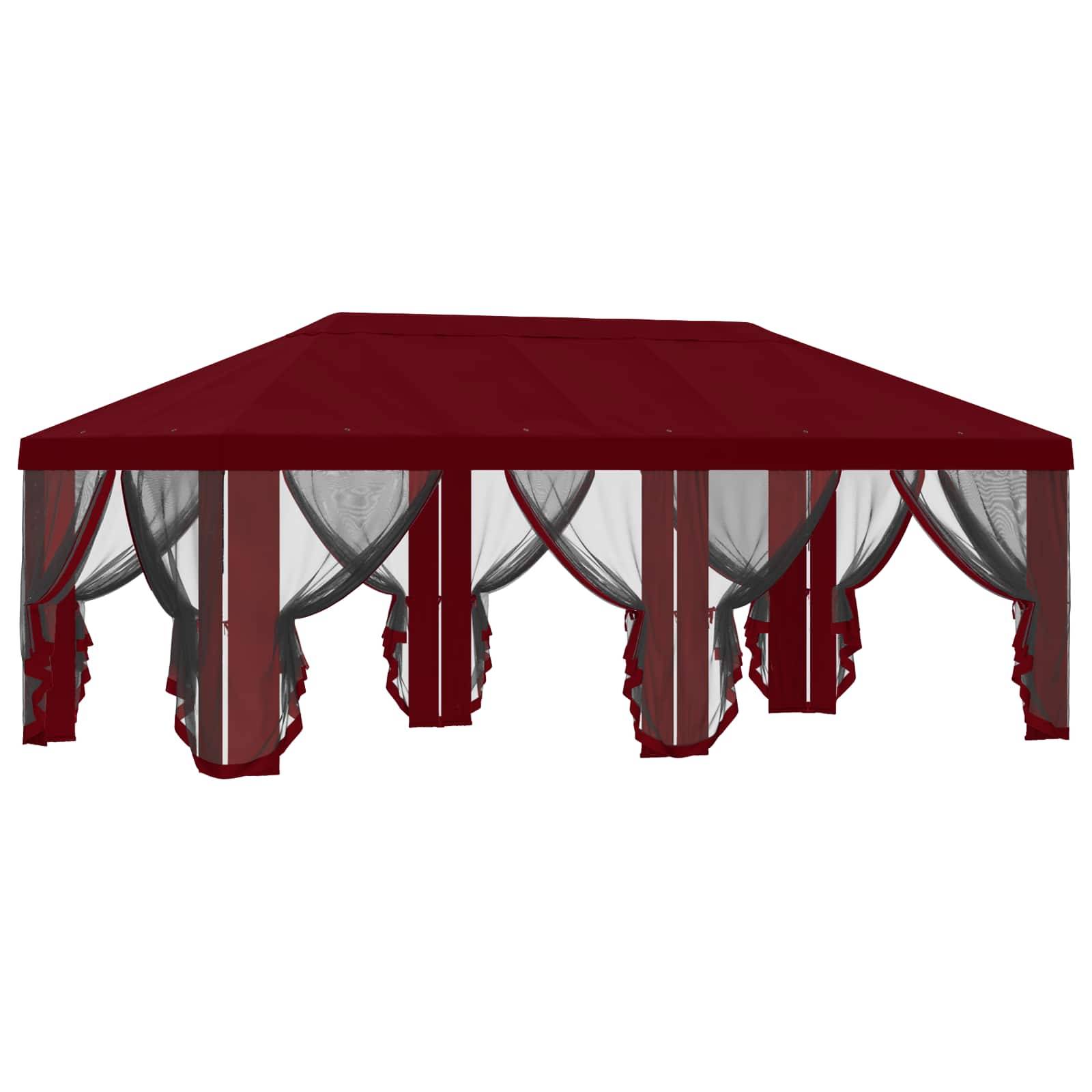 vidaXL Pavillon Dach mit Seitenwänden Bordeauxrot 600,5 x 300,5 cm