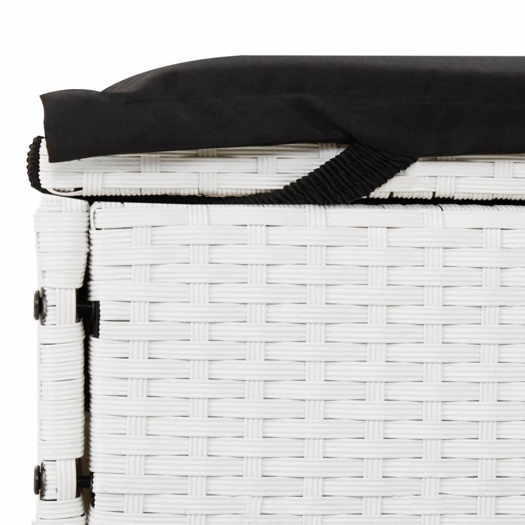 vidaXL Sonnenliege für 2 Personen mit Kissen Weiß Poly Rattan
