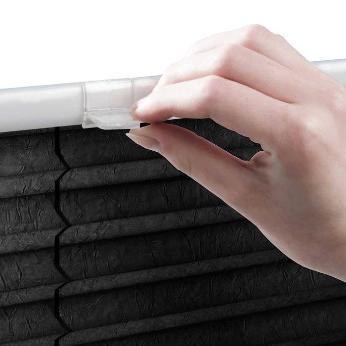 FLOORDIREKT Faltrollo Magic Mini - Lichtdurchlässig & Blickdicht - Befestigung ohne Schrauben möglich - Schwarz - 110 x 100 cm