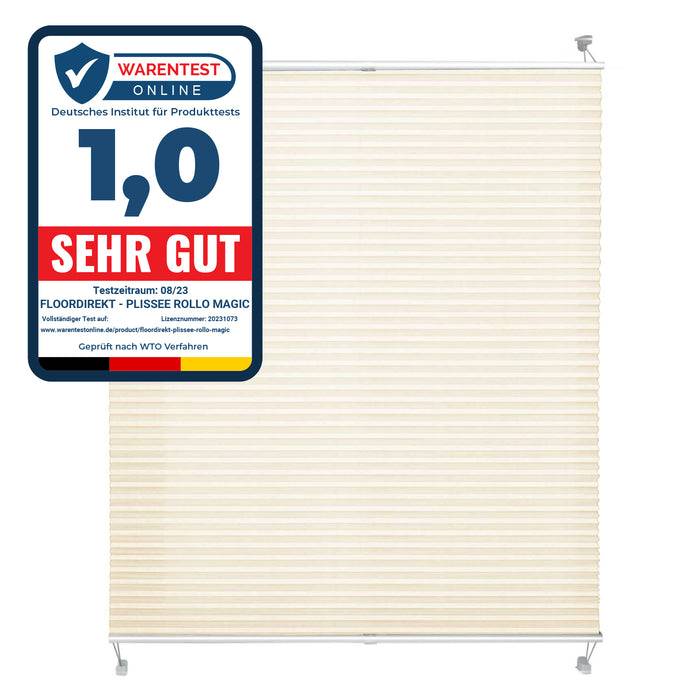 FLOORDIREKT Faltrollo Magic Large - Lichtdurchlässig & Blickdicht - Befestigung ohne Schrauben möglich - Weiß - 120 x 200 cm