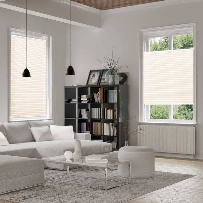FLOORDIREKT Faltrollo Magic Large - Lichtdurchlässig & Blickdicht - Befestigung ohne Schrauben möglich - Weiß - 120 x 200 cm
