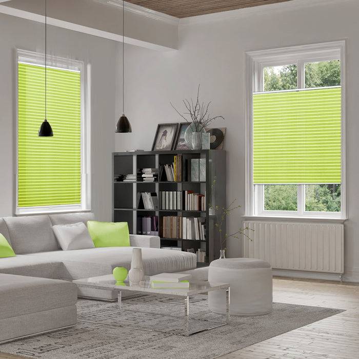 FLOORDIREKT Faltrollo Magic Large - Lichtdurchlässig & Blickdicht - Befestigung ohne Schrauben möglich - Hellgrün - 120 x 200 cm