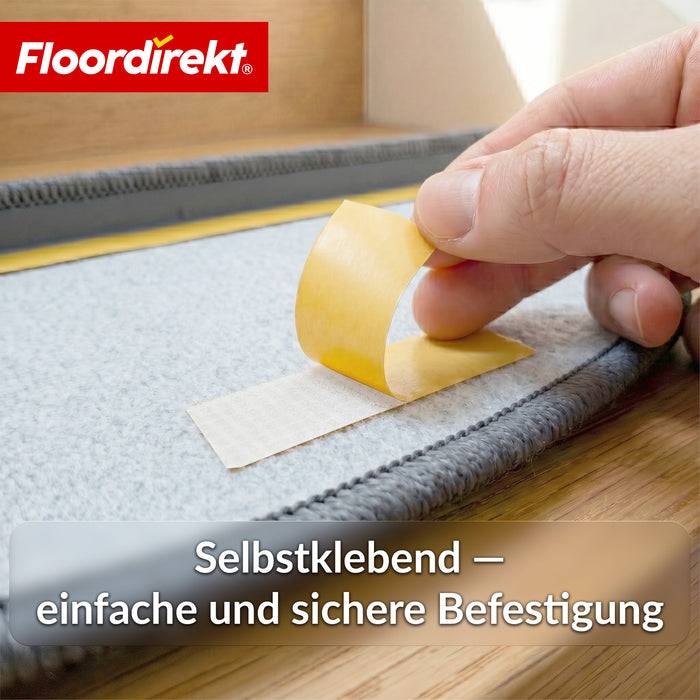 FLOORDIREKT Stufenmatte Monaco - Halbrunde Stufenmatte - Selbstklebend & Schalldämmend - Anthrazit - 65 x 23,5 cm