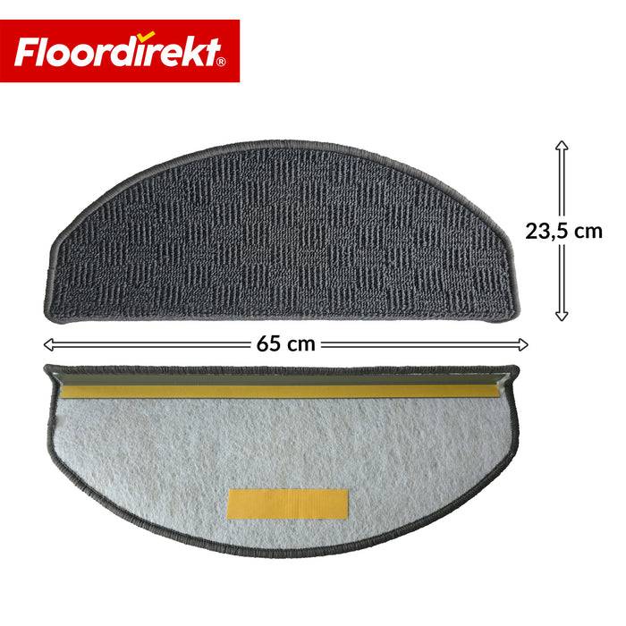FLOORDIREKT Stufenmatte Monaco - Halbrunde Stufenmatte - Selbstklebend & Schalldämmend - Anthrazit - 65 x 23,5 cm