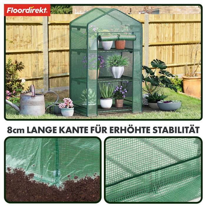 FLOORDIREKT Gewächshaus Bloom - Witterungsbeständiges Gewächshaus mit robustem Stahlrahmen - Mit 4 Ablageebenen