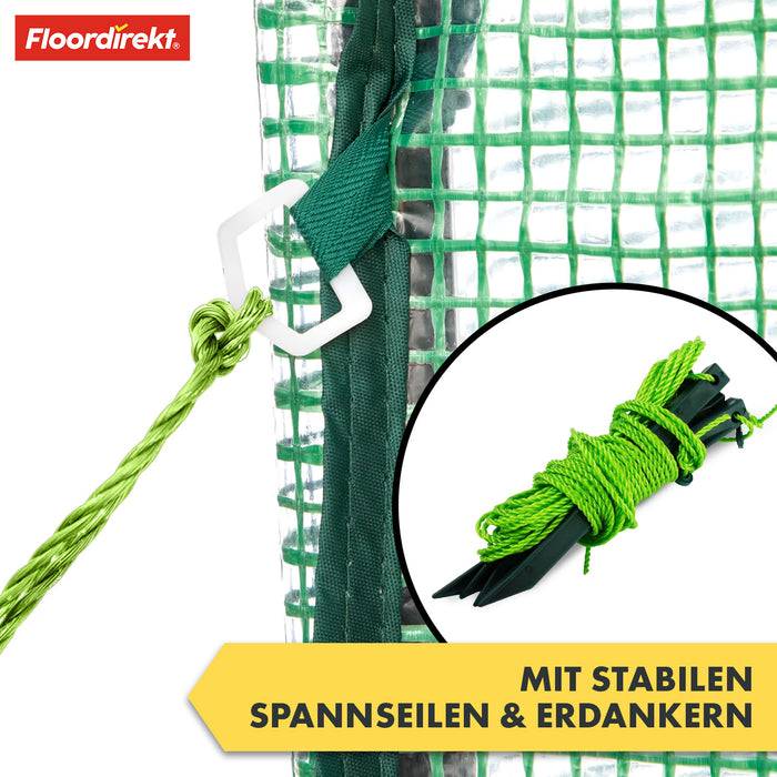 FLOORDIREKT Gewächshaus Botanika - Robust & Witterungsbeständig - In 3 Größen erhätlich - 77 x 200 x 169 cm