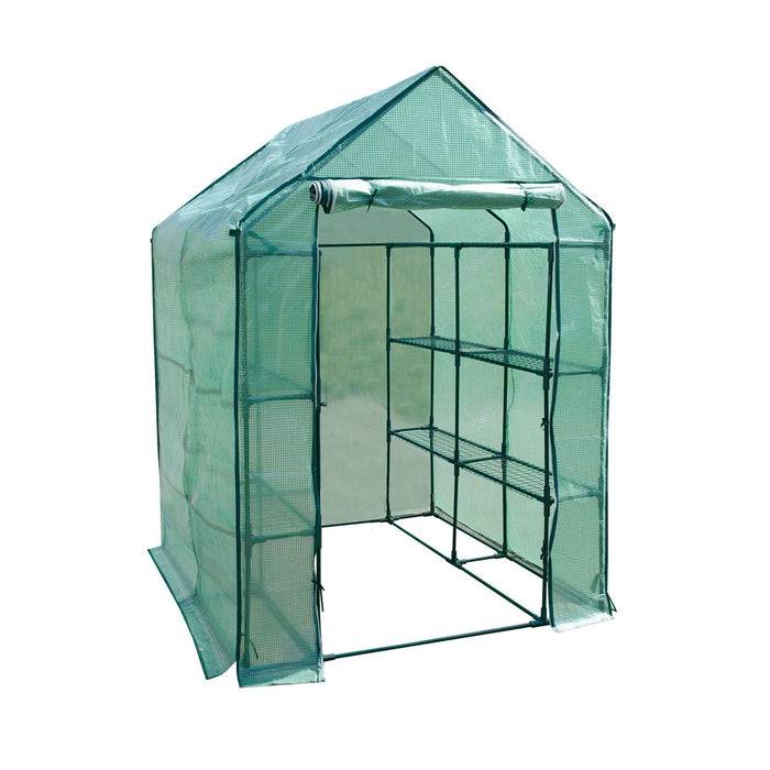 FLOORDIREKT Gewächshaus Biotopia - Robustes Gewächshaus mit 12 Regalgitterböden - 2 m² - 143 x 143 x 195 cm