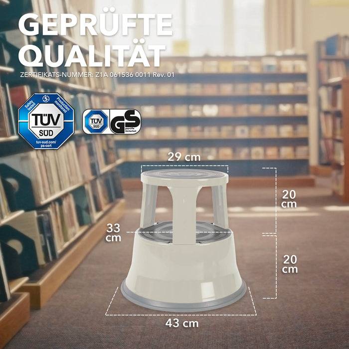 FLOORDIREKT Rollhocker - Hocker für Büro oder Gewerbe - TÜV & GS geprüft - Lichtgrau