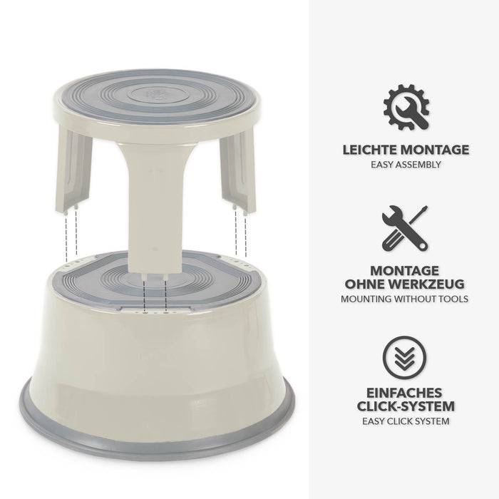 FLOORDIREKT Rollhocker - Hocker für Büro oder Gewerbe - TÜV & GS geprüft - Lichtgrau