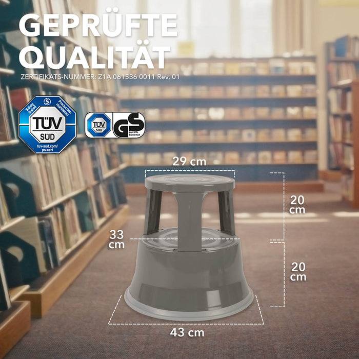 FLOORDIREKT Rollhocker - Hocker für Büro oder Gewerbe - TÜV & GS geprüft - Rot