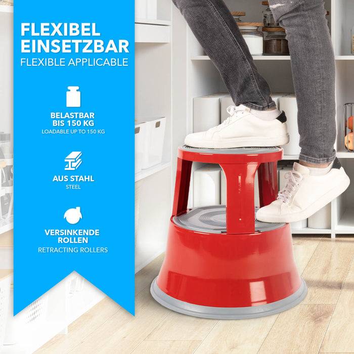 FLOORDIREKT Rollhocker - Hocker für Büro oder Gewerbe - TÜV & GS geprüft - Blau