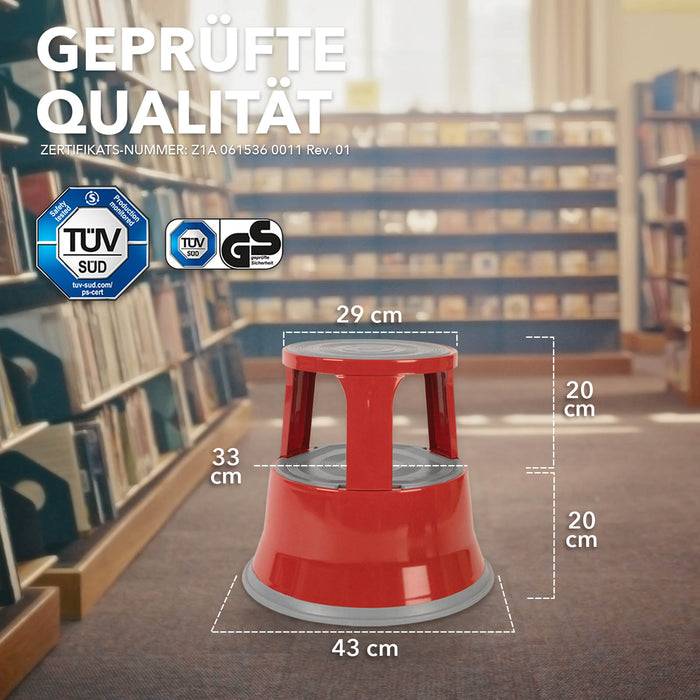 FLOORDIREKT Rollhocker - Hocker für Büro oder Gewerbe - TÜV & GS geprüft - Blau