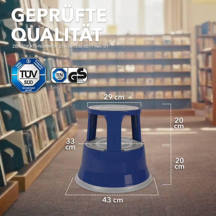FLOORDIREKT Rollhocker - Hocker für Büro oder Gewerbe - TÜV & GS geprüft - Grau