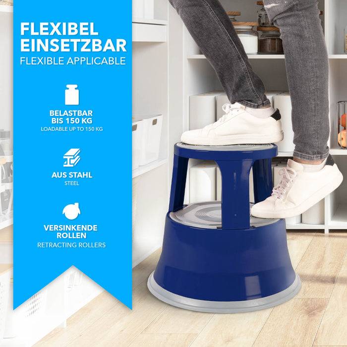 FLOORDIREKT Rollhocker - Hocker für Büro oder Gewerbe - TÜV & GS geprüft - Grau