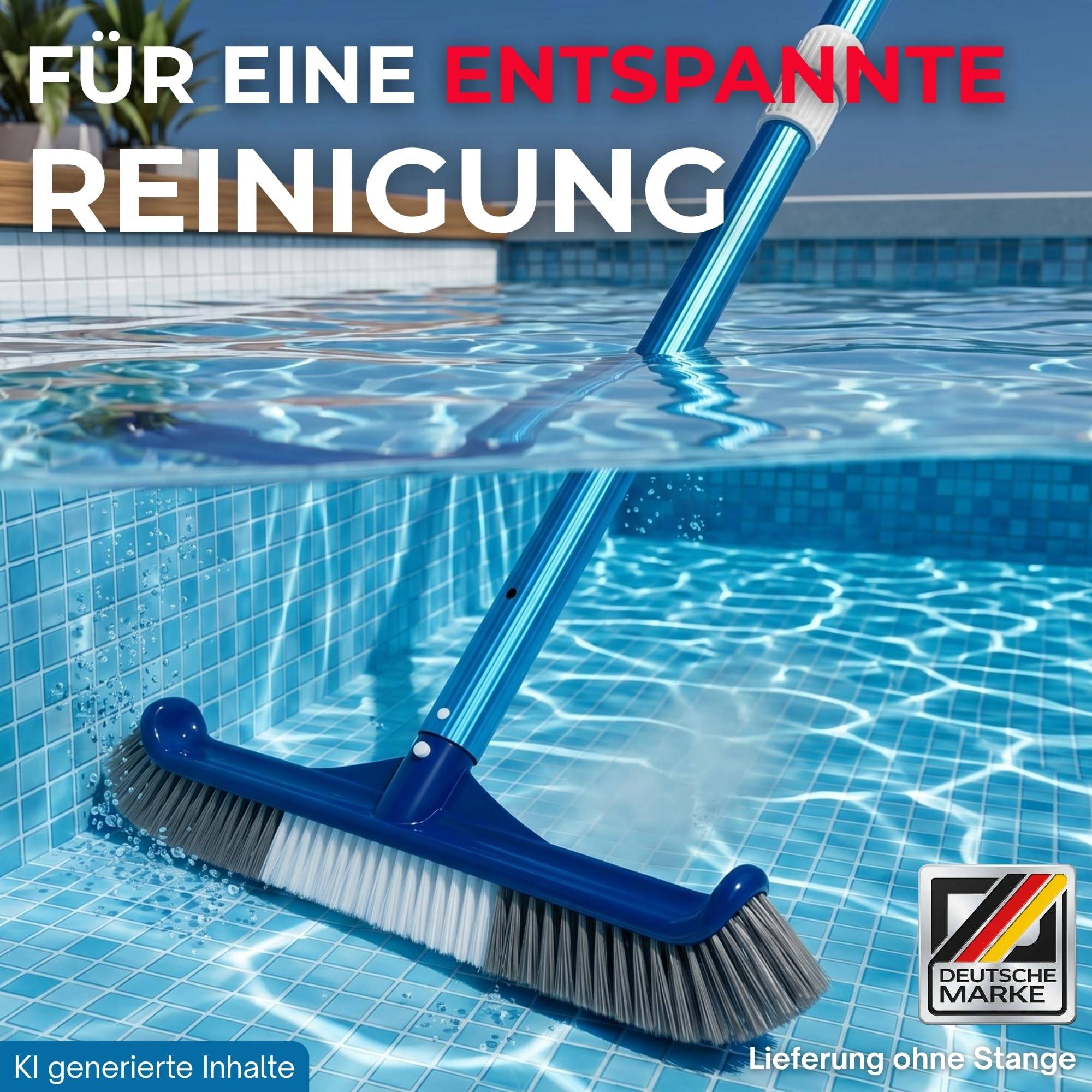 Poolbürste für Boden und Wände - Komfort Poolbesen mit gebogenen Enden für effektive Pool Reinigung Poolbesen für Teleskopstange