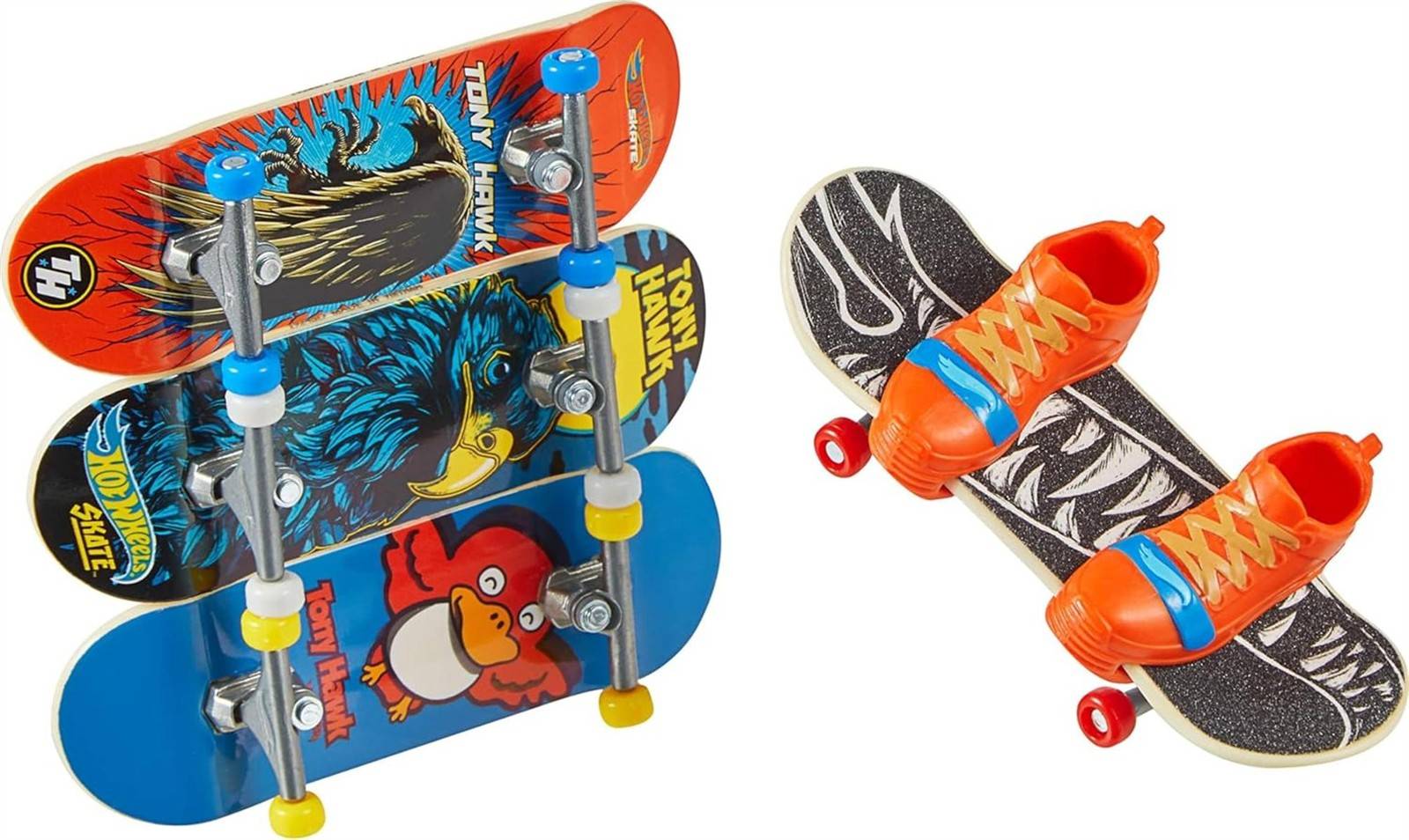 Hot Wheels Skate Tony Hawk Griffbrett Boards 4er Pack + Skaterschuhe exklusiv 5+
